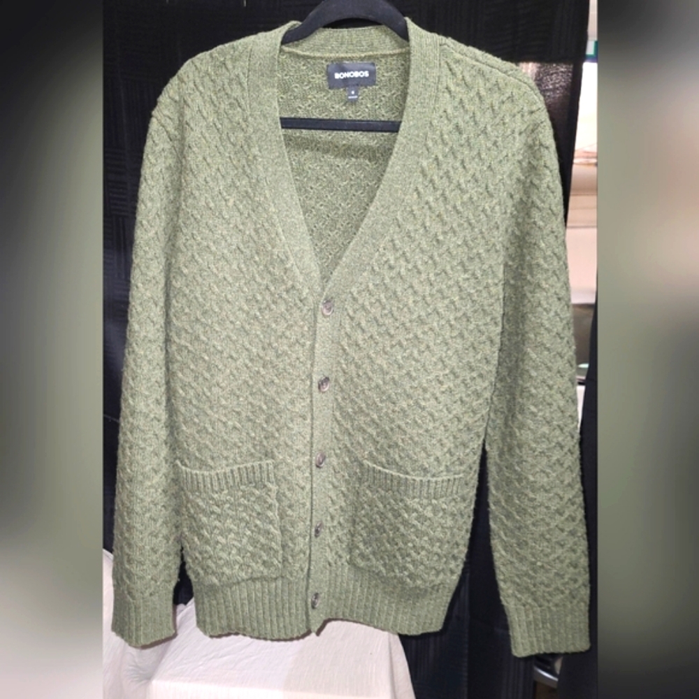 Bonobos Olive Cardigan Sweater